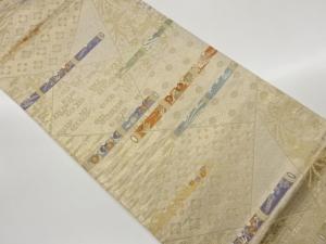 切り嵌め風横笛に秋草・古典柄模様織出し袋帯